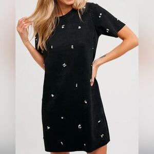 Zara black suede dress with rhinestones